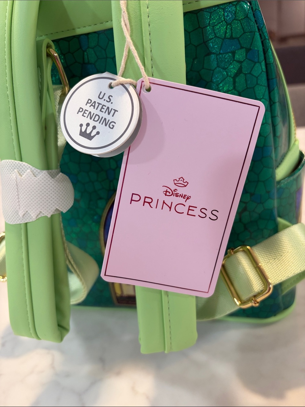 Loungefly Green Stained-Glass Princess Tiana Mini Backpack - Picture 7 of 13